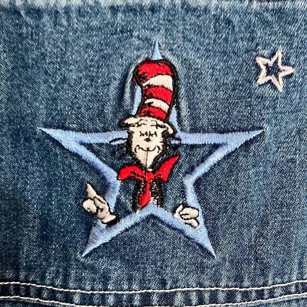 Dr.Suess Shortalls Denim Shortalls sz L 10/12